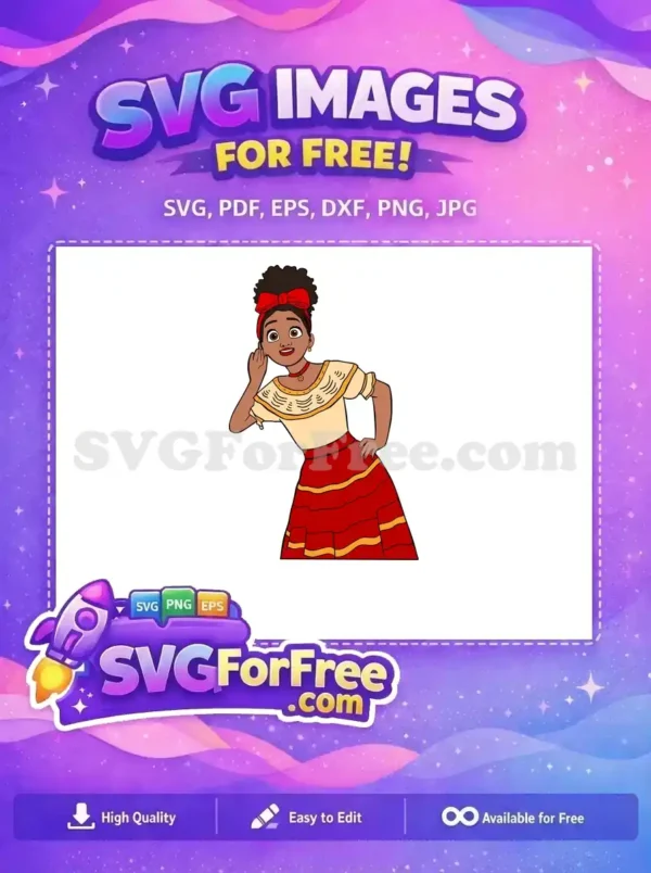 Free Mirabel Listening Free Red Bow Encanto Disney Free SVG