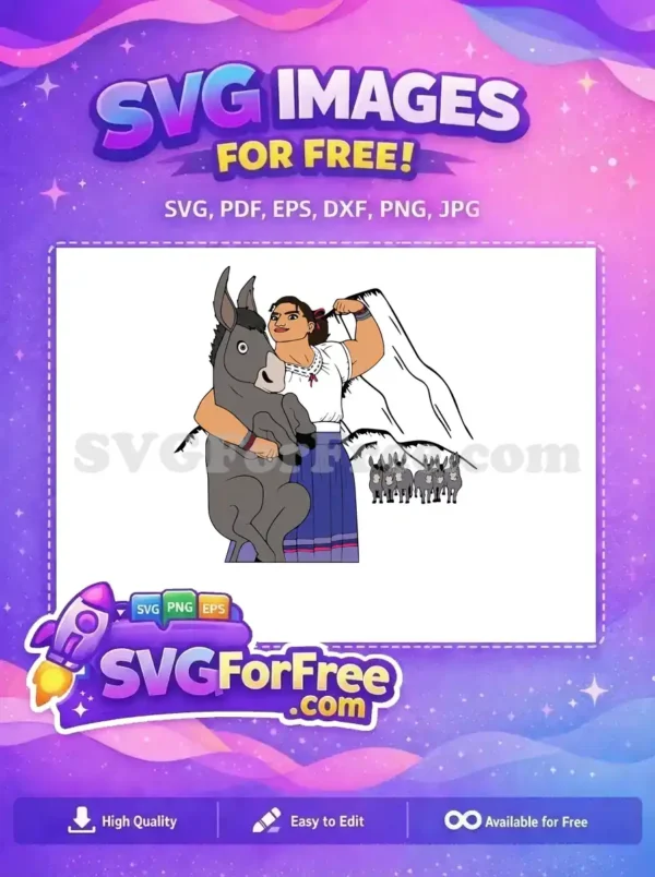 Free Luisa Donkey Free Blue Skirt Encanto Disney Free SVG