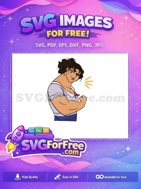 Free Determined Luisa Flexing Bicep Free Purple Blouse Encanto Disney Free SVG