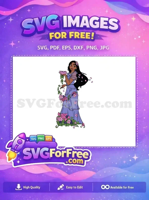 Free Isabela Roses Free Purple Dress Encanto Disney Free SVG