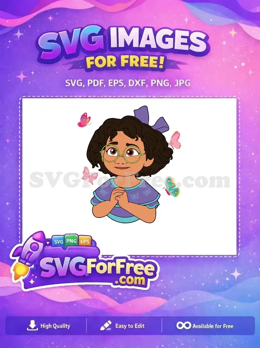 Free Mirabel Green Glasses Free Purple Bow Butterflies Encanto Free SVG