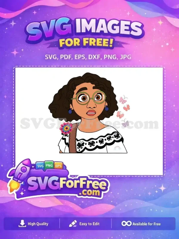 Free Mirabel Shocked Free Green Glasses Encanto Disney Free SVG