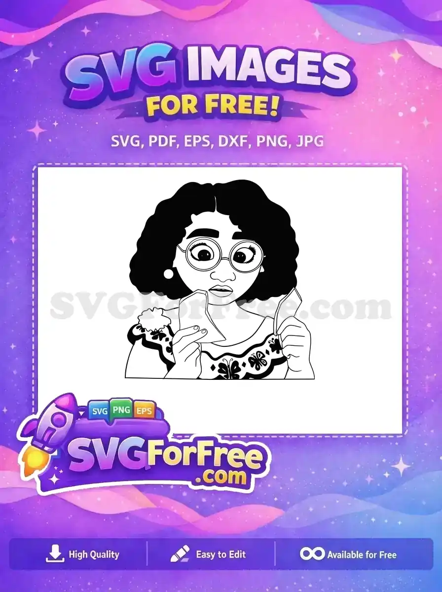 Free Mirabel surprised expression round glasses Free broken pieces Encanto Disney Free SVG