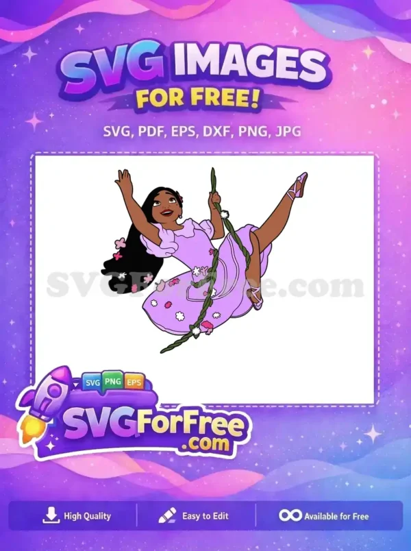 Free Joyful Luisa Purple Free Floral Ballet Encanto Disney Free SVG