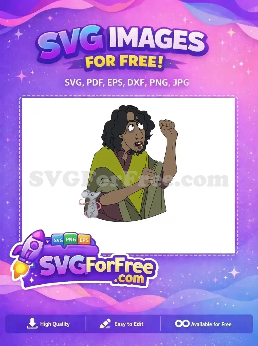 Free Scared Bruno with Mouse Free Green Poncho Encanto Disney Free SVG