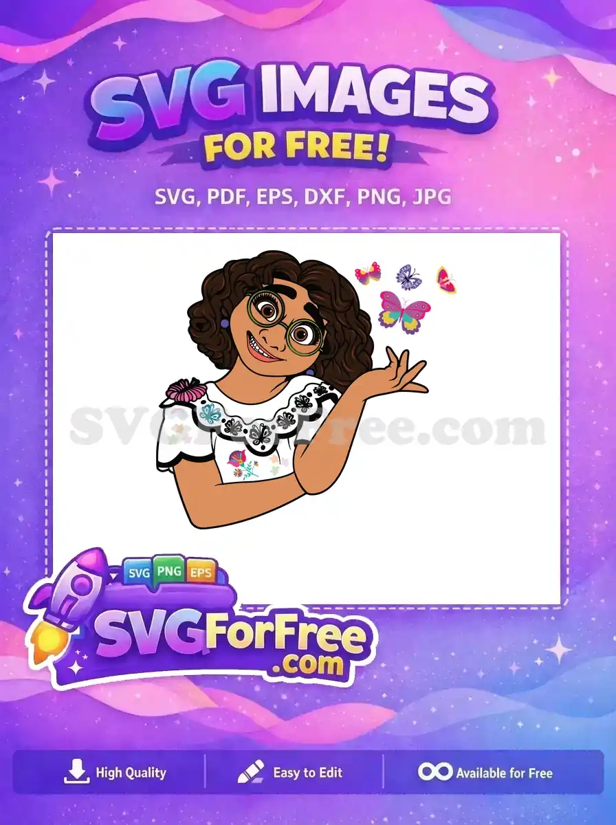Free Green Glasses Mirabel Free Vibrant Butterflies Encanto Disney Free SVG