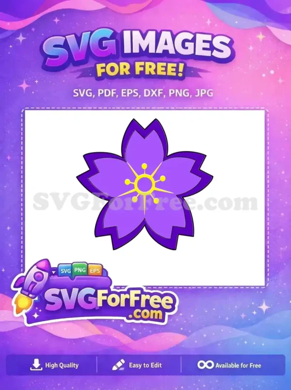Free Vibrant Purple Flower Free Bright Yellow Center Encanto Disney Free SVG