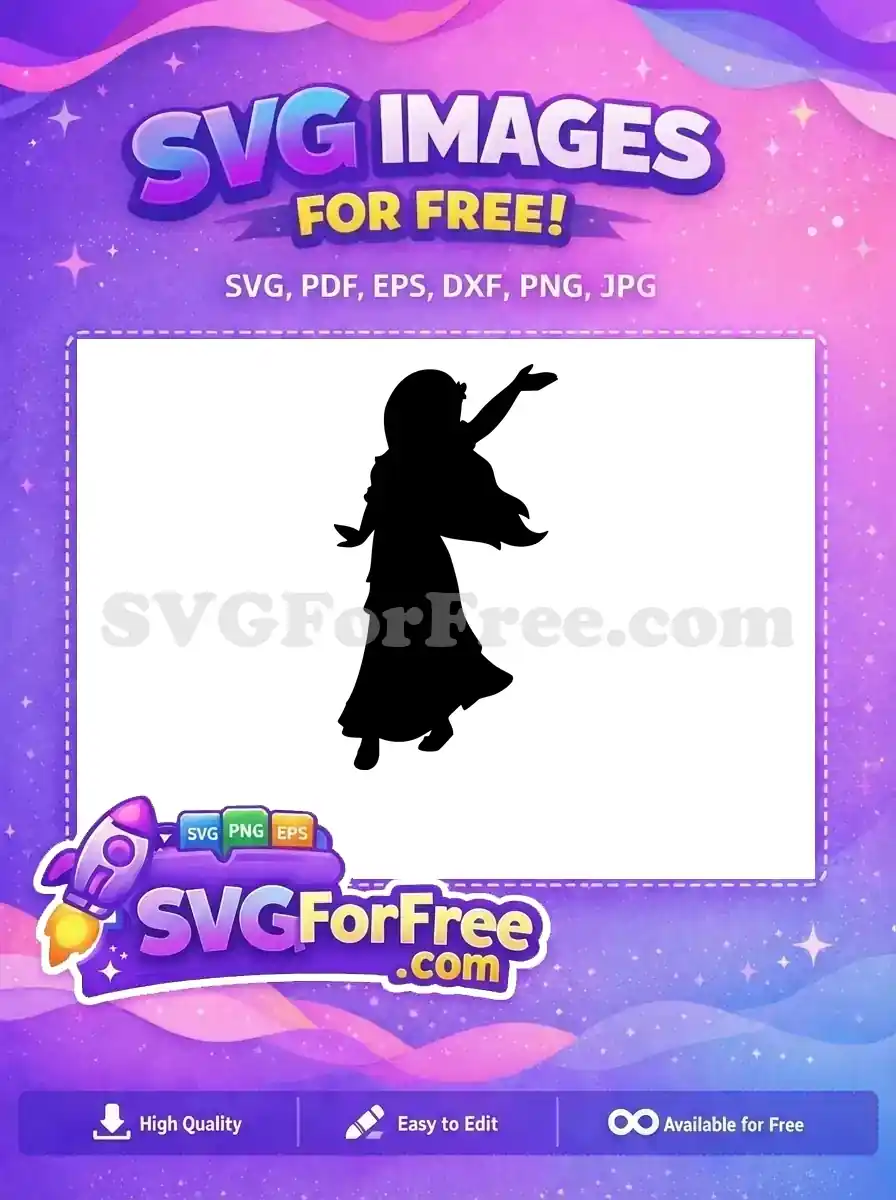 Free Mirabel joyful pose Free flowing dress hair Encanto Disney Free SVG