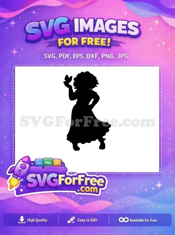 Free Curly Hair Butterfly Free Long Dress Mirabel Encanto Disney Free SVG