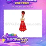 Free Curly Hair Red Bow Free Vibrant Red Floral Skirt Encanto Disney Free SVG - Instant Download
