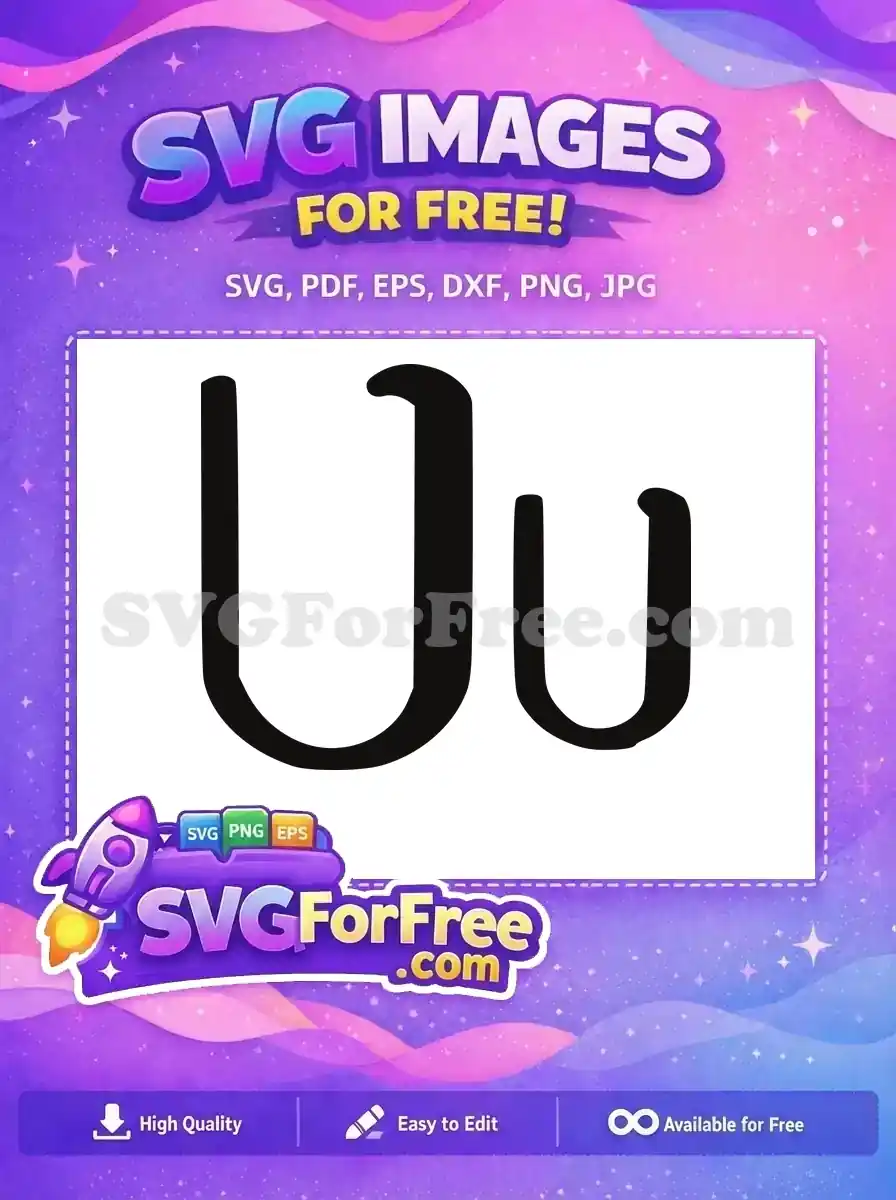 Free Black Uppercase U Free Lowercase Letter Encanto Disney Free SVG