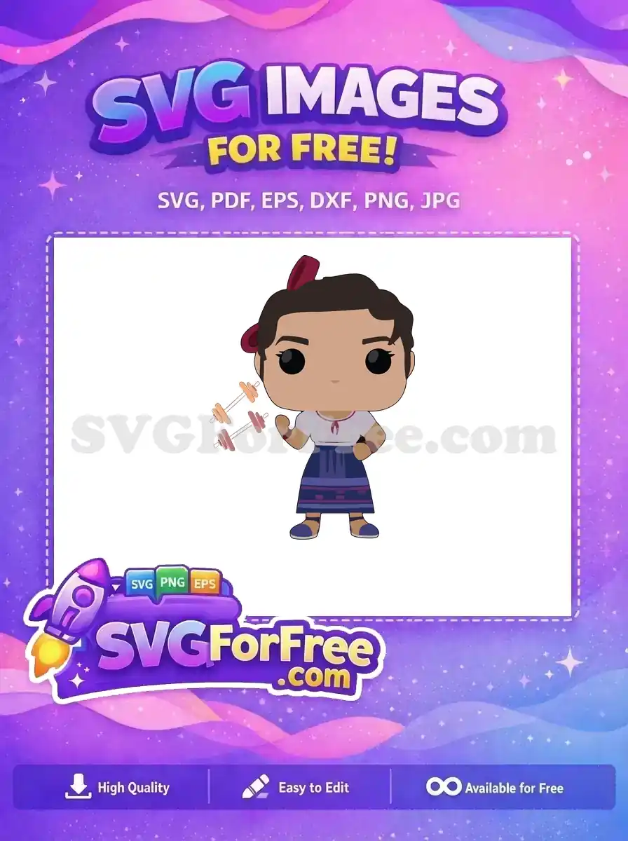 Free Strong Luisa Madrigal Dumbbells Free Purple Skirt Encanto Disney Free SVG
