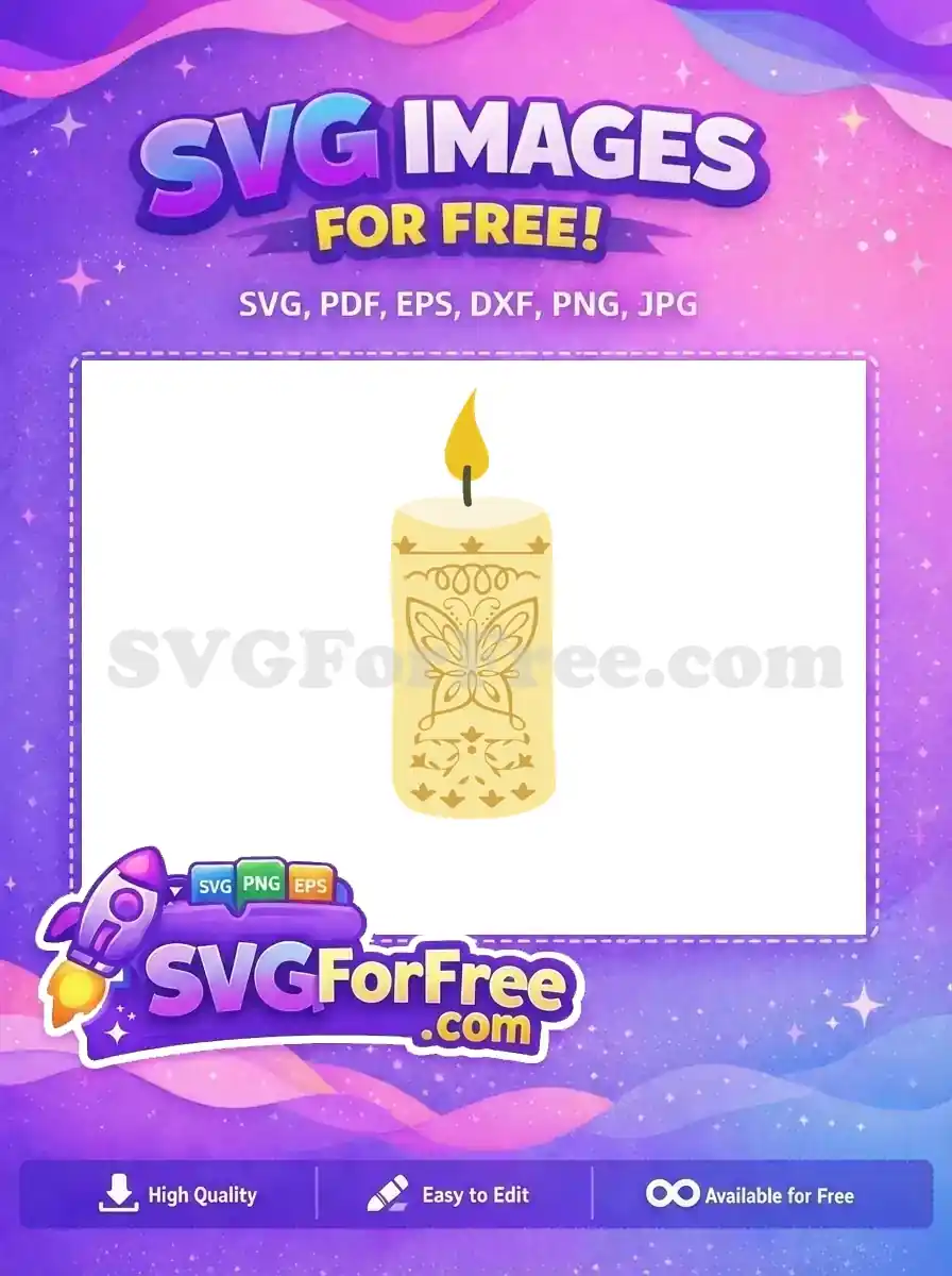 Free Gold Butterfly Pattern Free Magical Candle Flame Encanto Disney Free SVG