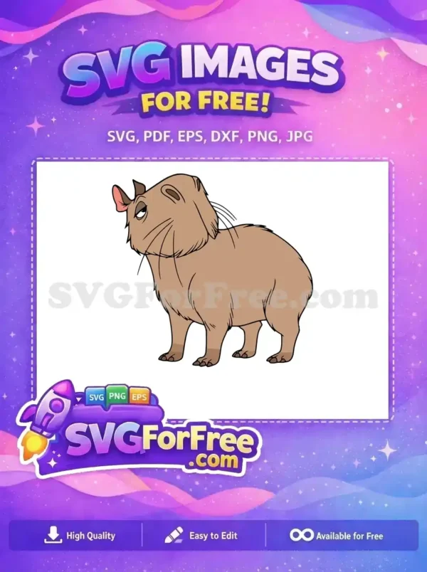 Free Sleepy Brown Capybara Free Grumpy Pink-Eared Expression Encanto Disney Free SVG