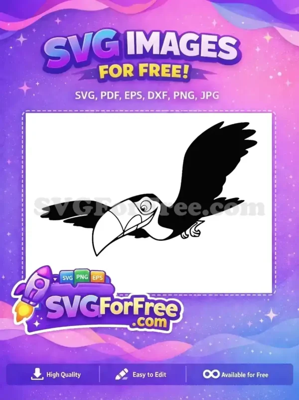 Free Happy Flying Toucan Free Black White Encanto Disney Free SVG Free Happy Flying Toucan Free Black White Encanto Disney Free SVG