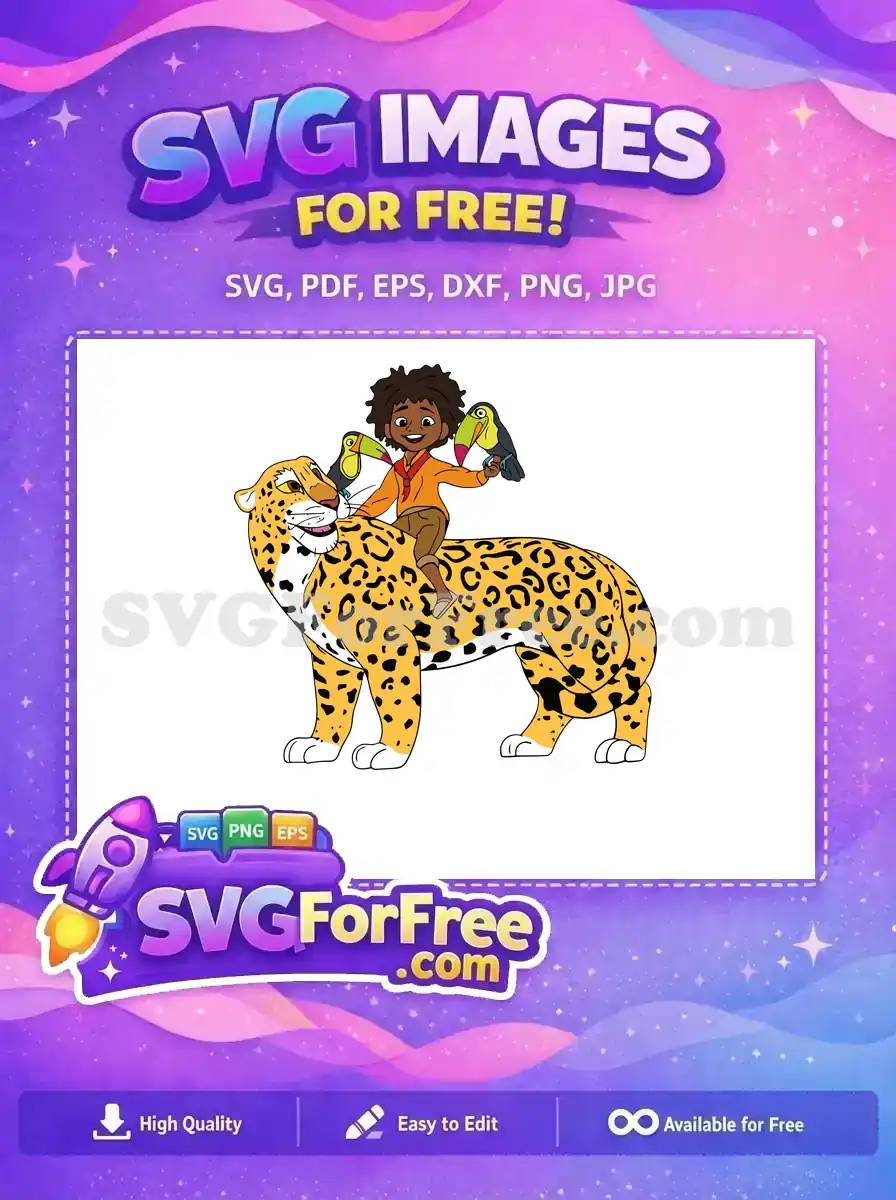 Free Antonio smiling jaguar Free colorful toucans Encanto Disney Free SVG