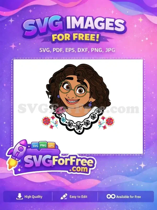 Free Mirabel Smiling Free Green Glasses Encanto Disney Free SVG