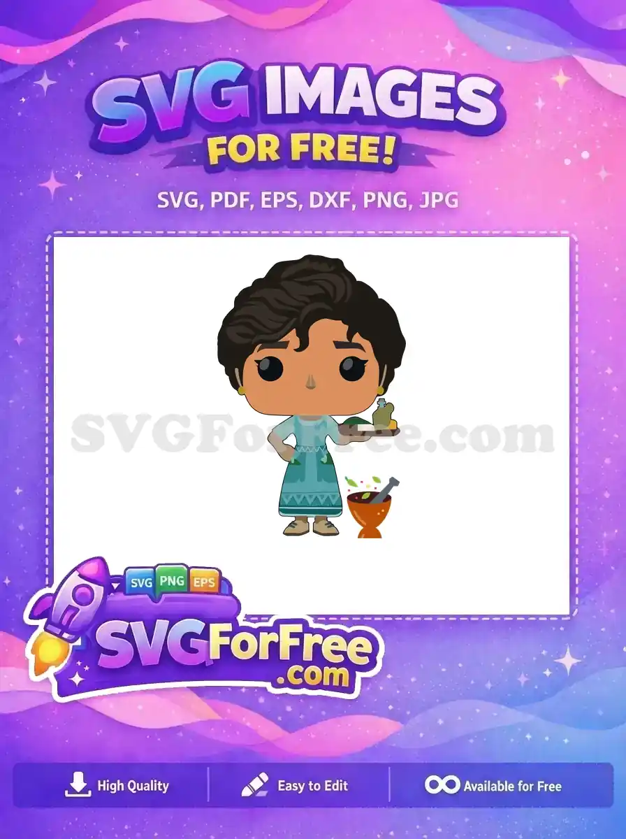 Free Julieta Blue Dress Free Tray Mortar Encanto Disney Free SVG