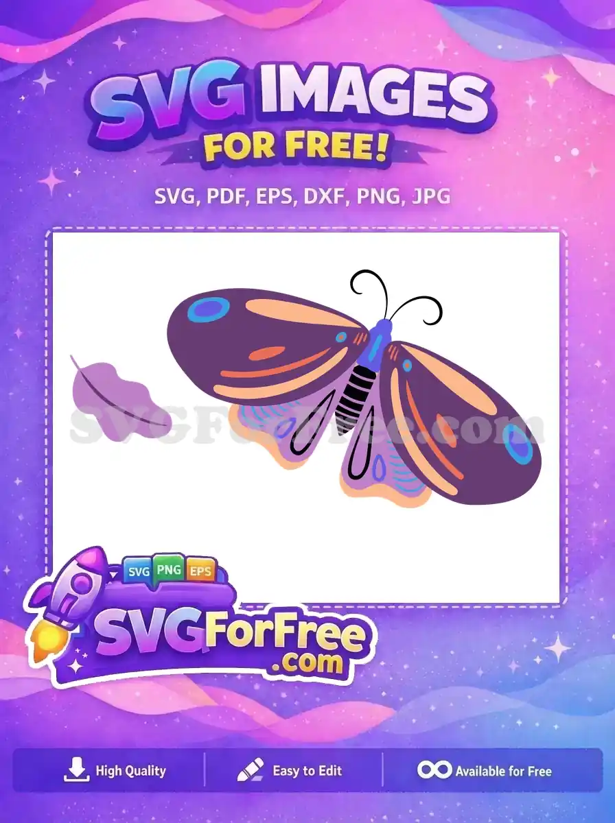 Free Vibrant Purple Butterfly Free Whimsical Peach Wings Encanto Disney Free SVG