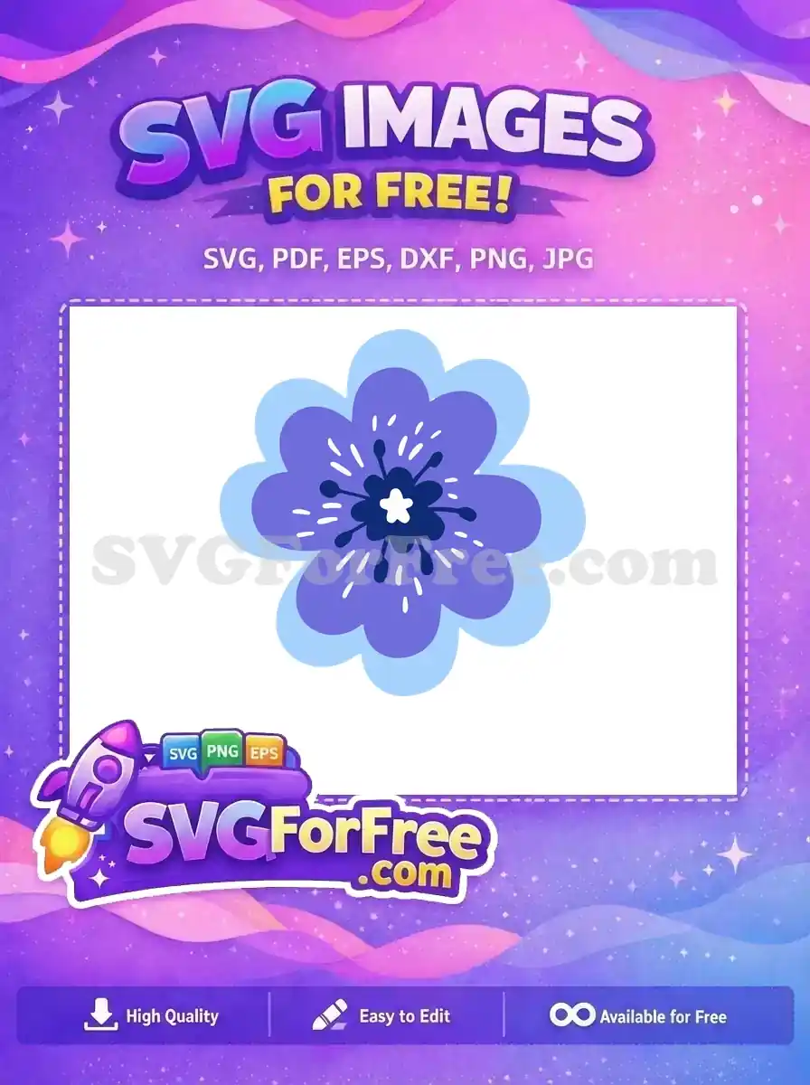 Free Purple Blue Flower Free White Center Detail Encanto Disney Free SVG