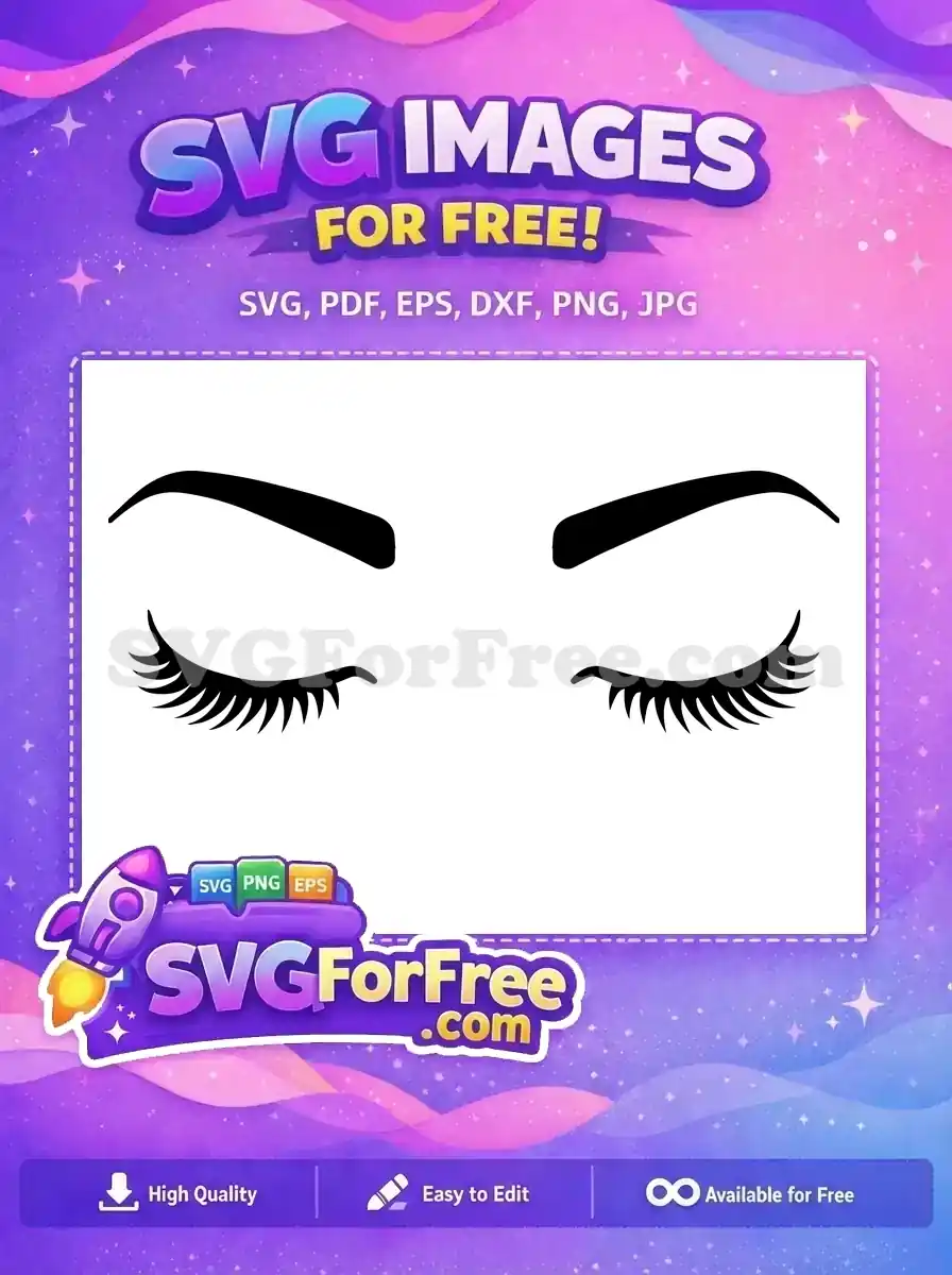Free Black Luscious Eyelashes Free Closed Eyes Beauty Craft Free SVG