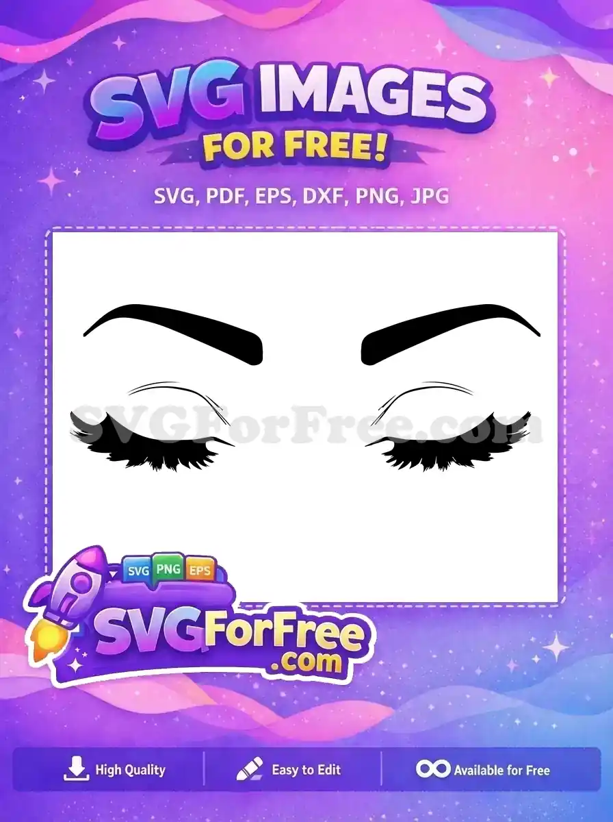 Free Long Black Eyelashes Free Thick Elegant Eyebrows Beauty Free SVG