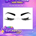 Free Elegant Black Brows Free Lush Closed Lashes Makeup Style Free SVG - Instant Download