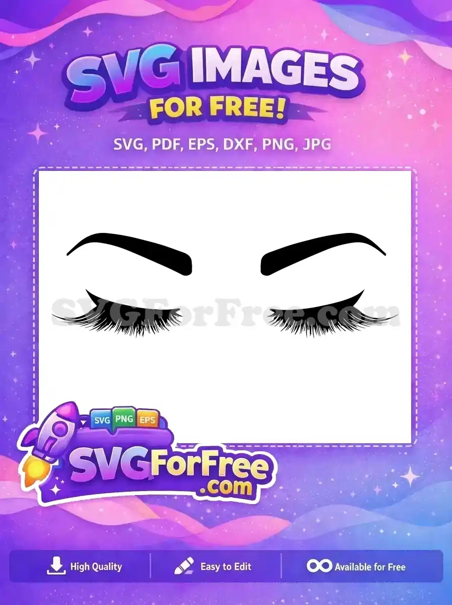 Free Elegant Black Brows Free Lush Closed Lashes Makeup Style Free SVG