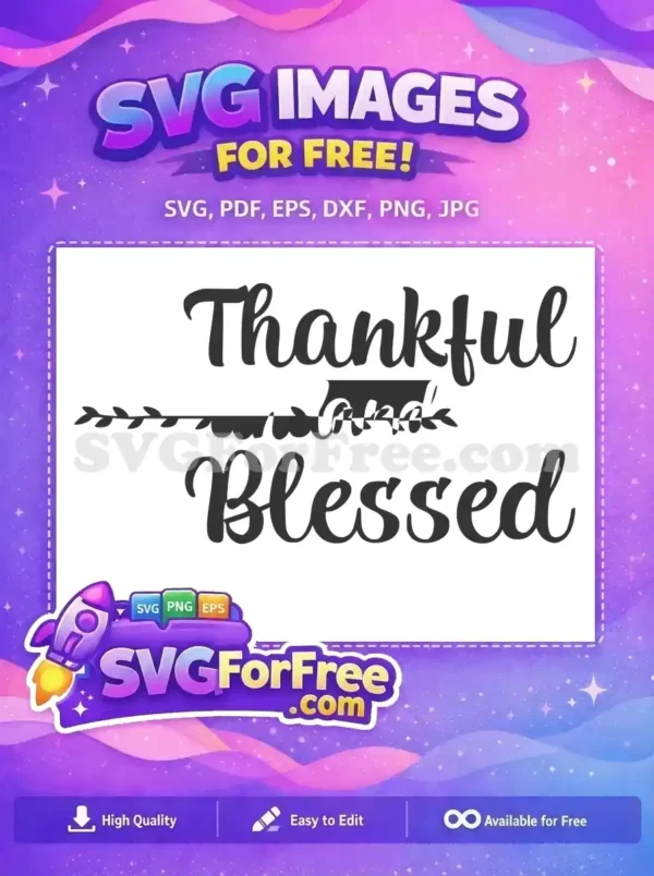 Free Thankful Blessed Script Free Leafy Branch Decor FALL Shirt Free SVG