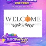Free Orange Pumpkin Decor Free Elegant Leafy Vine Fall Welcome Design Free SVG - Instant Download