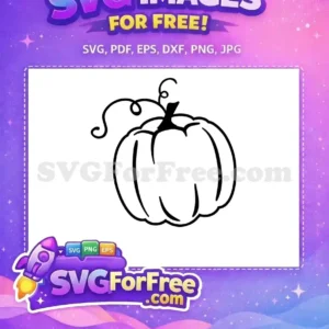 Free Black Outline Pumpkin Free Curly Vine Design FALL Shirt Free SVG