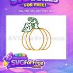 Free Simple Orange Pumpkin Free Green Leaf Stem FALL Shirt Free SVG - Instant Download
