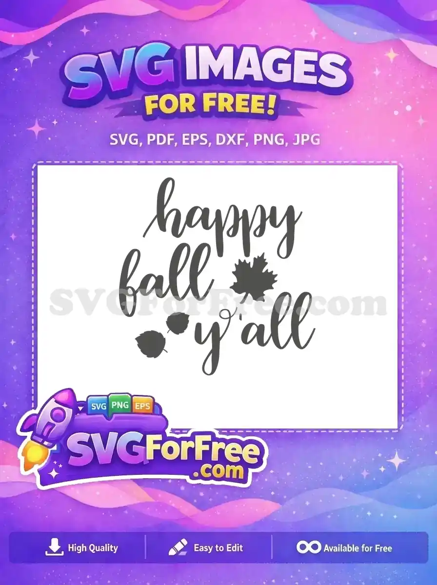Free Happy Fall Y'all Script Free Autumn Leaf Design Shirt Free SVG