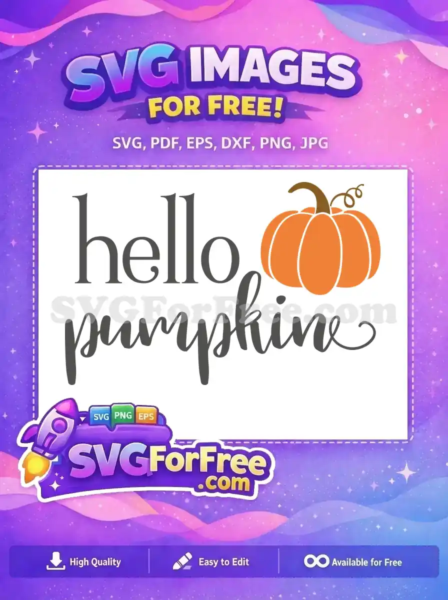 Free hello pumpkin script text Free vibrant orange pumpkin FALL Shirt Free SVG