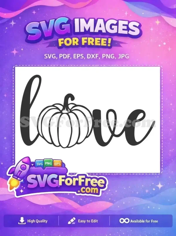 Free Pumpkin Love Free Script Outline Fall Shirt Free SVG