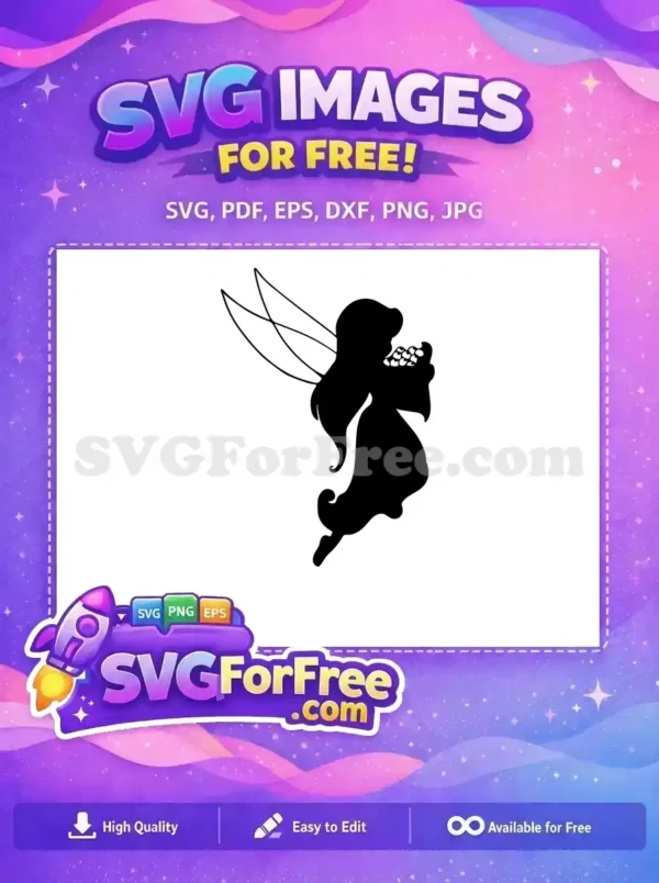 Free Graceful Fairy Free Holding Berries Fairy Quotes Silhouette Free SVG