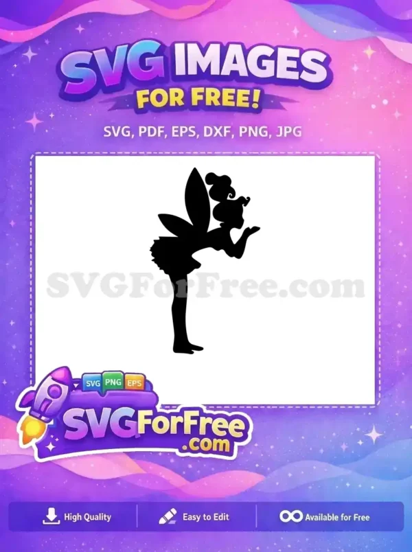 Free Elegant Fairy Silhouette Free Blowing Kiss Design Tinkerbell Inspired Free SVG Free Elegant Fairy Silhouette Free Blowing Kiss Design Tinkerbell Inspired Free SVG