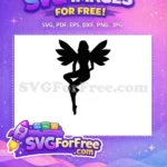 Free Black Fairy Free Elegant Winged Silhouette Art Free SVG - Instant Download