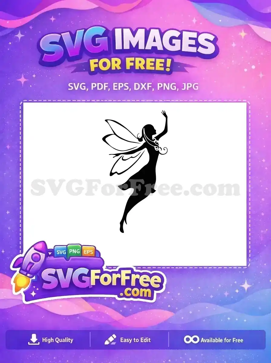 Free Elegant Flying Fairy Free Black Silhouette Design Fairy Quotes Silhouette Free SVG