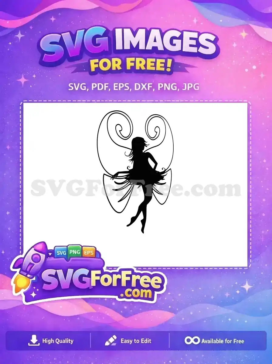 Free Elegant Fairy Silhouette Free Swirling Curly Wings Fairy Quotes Free SVG