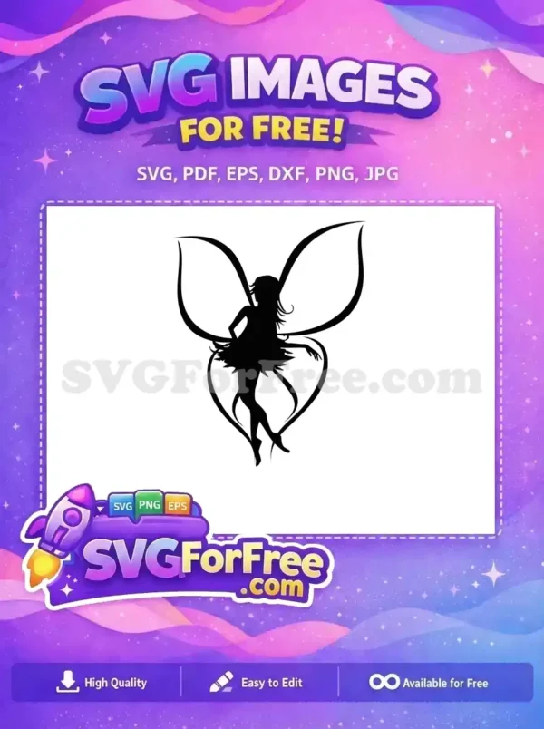 Free Tinkerbell Silhouette Free Flowing Dress Wings Fairy Quotes Free SVG