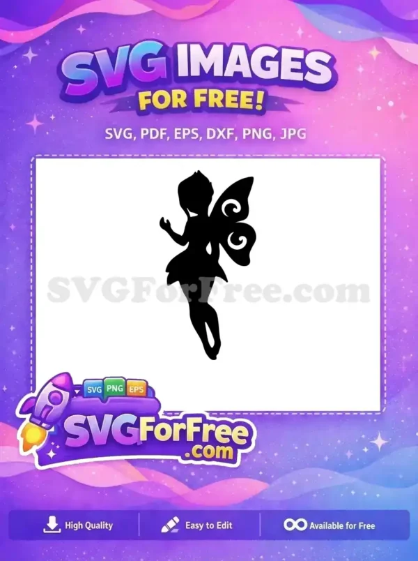 Free graceful black fairy silhouette Free enchanting pixie magic Fantasy Free SVG