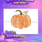 Free Orange Floral Pumpkin Free Swirl Pattern Thanksgiving Free SVG - Instant Download