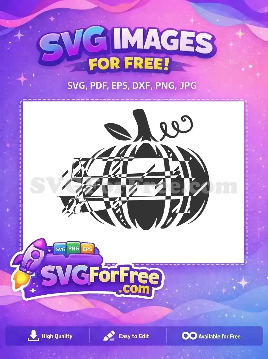 Free Checkered Pumpkin Free Autumn Decor Fall Thanksgiving Quotes Free SVG