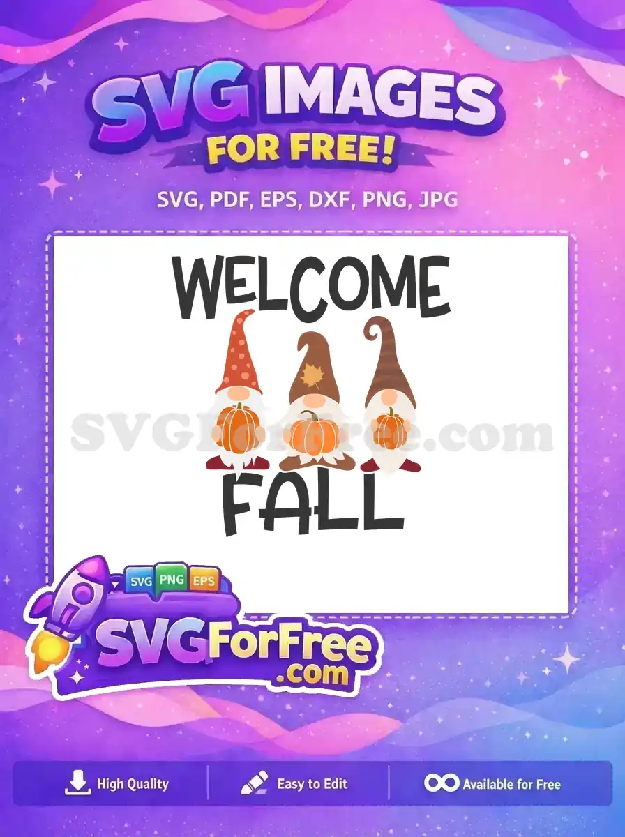 Free Gnome Pumpkins Free Autumn Welcome Thanksgiving Free SVG