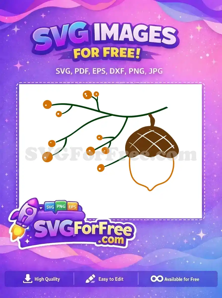 Free Brown Acorn Free Orange Berries Fall Thanksgiving Free SVG