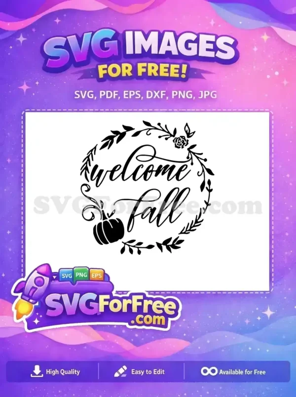 Free Welcome Fall Free pumpkin floral Thanksgiving Free SVG
