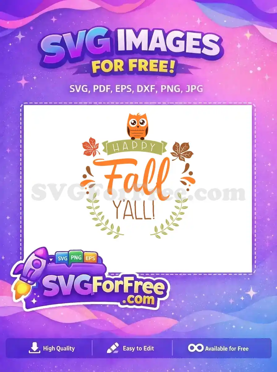 Free cute orange owl Free Happy Fall leaves Thanksgiving Free SVG