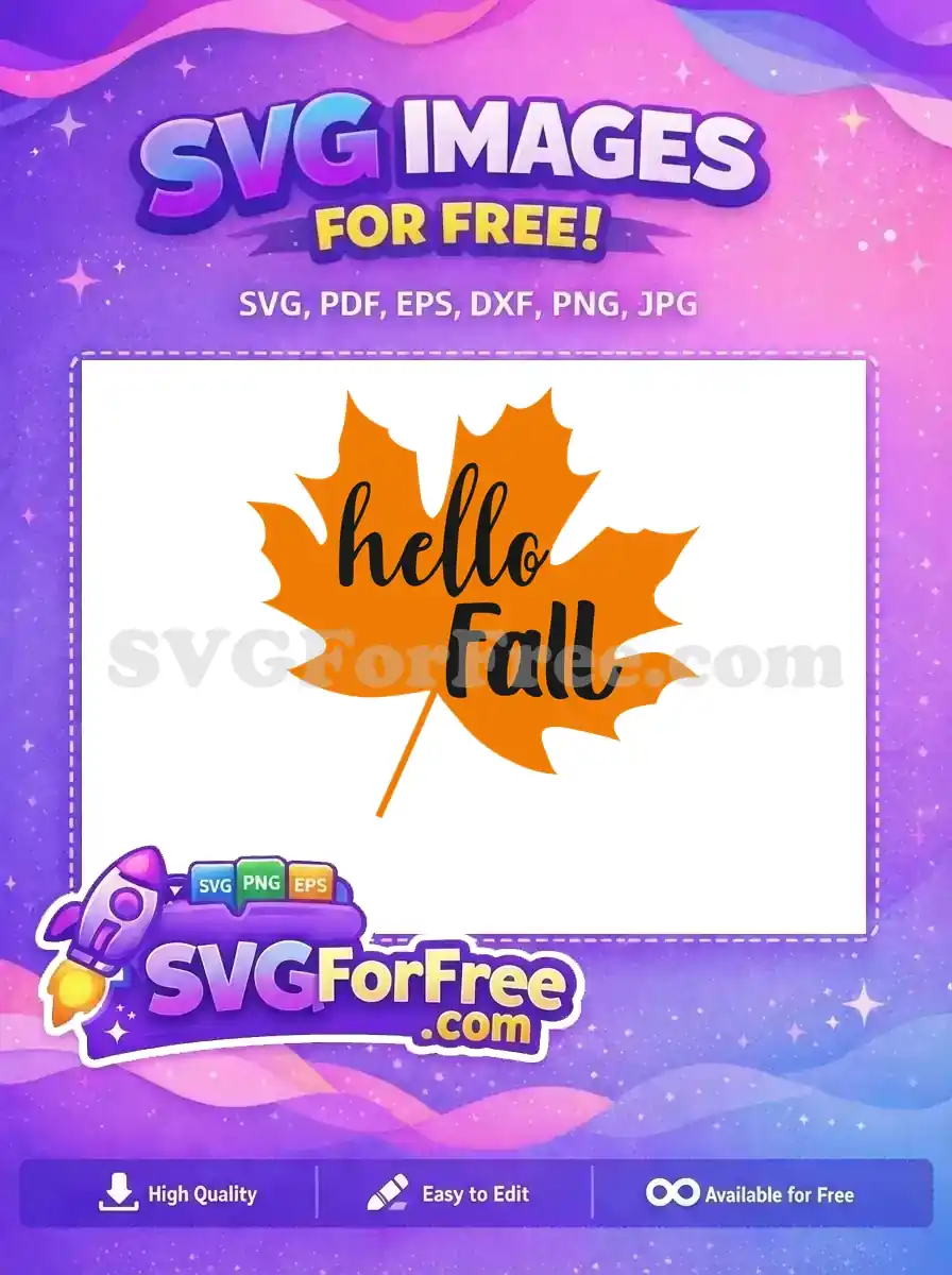 Free Orange Leaf Free Hello Fall Script Thanksgiving Free SVG