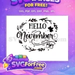 Free November Script Free Acorn Leaves Fall Quote Free SVG - Instant Download